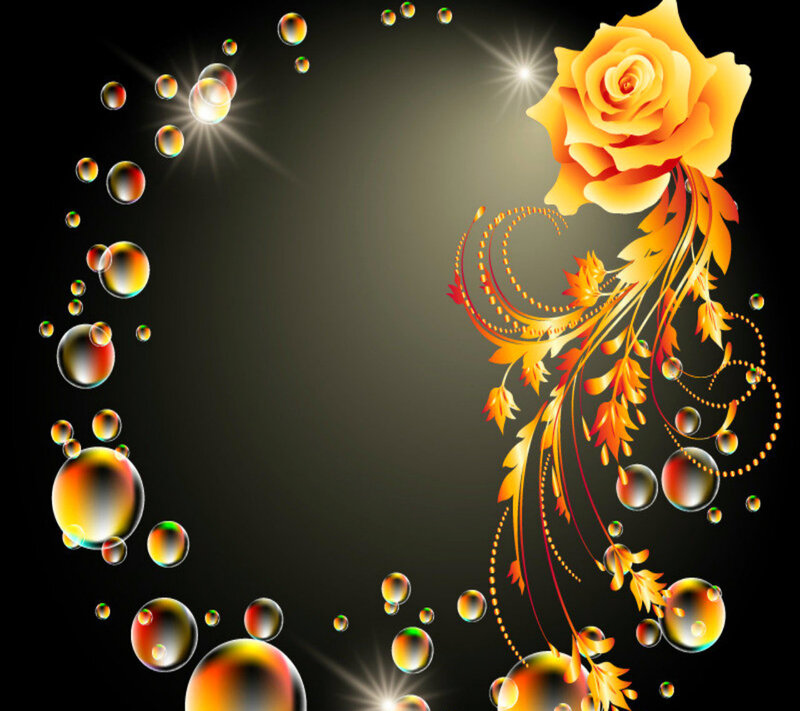 Yellow Rose with Bubbles — Black