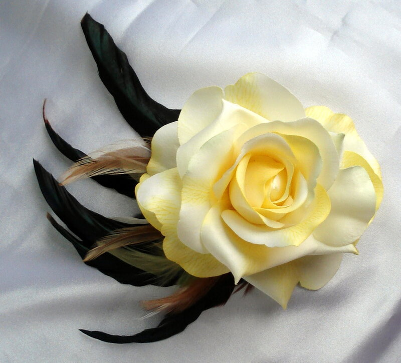 Yellow Rose with Feathers