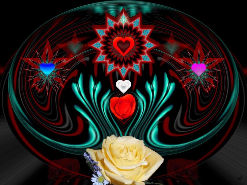Yellow Rose with Hearts — Black