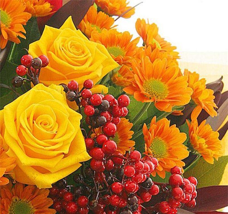 Yellow Roses and Berries