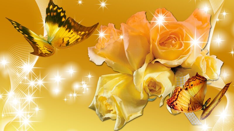 Yellow Roses and Butterflies — Festive