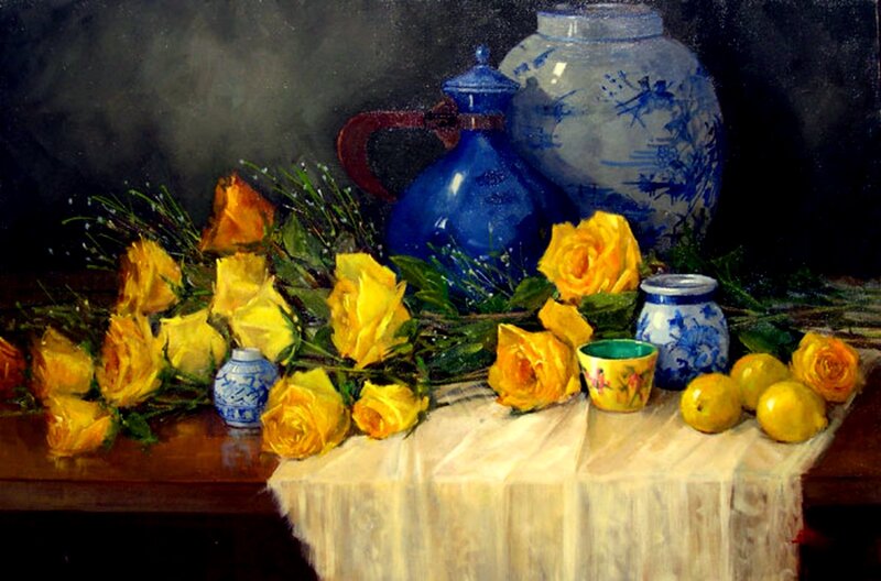 Yellow Roses and Ceramics