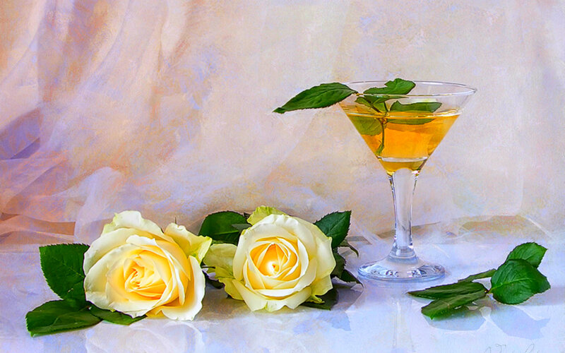 Yellow Roses and Cocktail