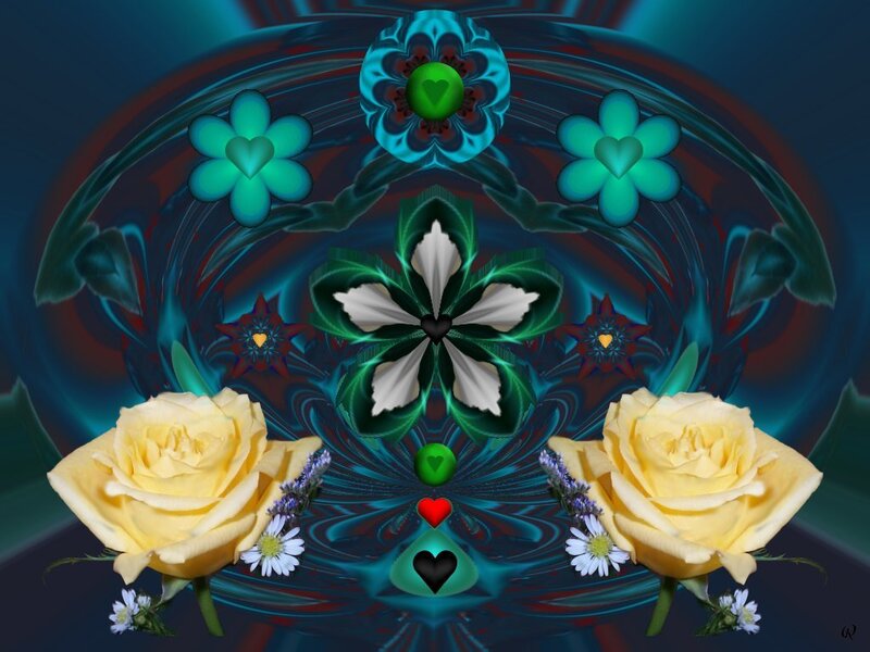 Yellow Roses and Digital Flowers
