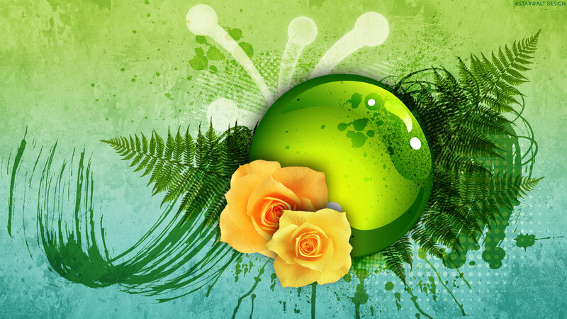 Yellow Roses and Ferns