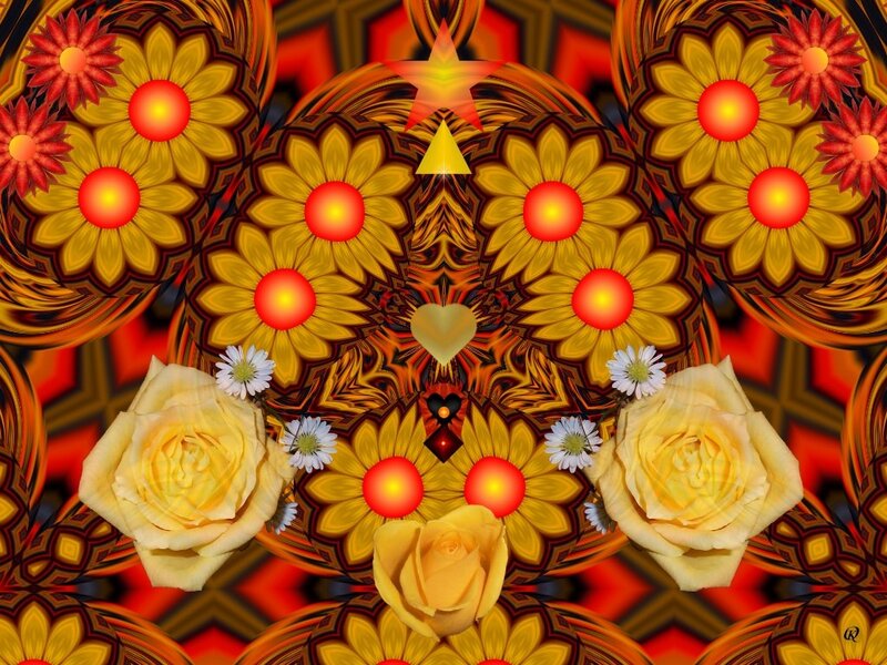 Yellow Roses and Flowers — Red