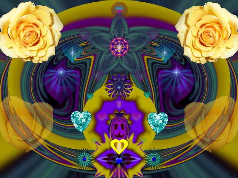 Yellow Roses and Fractal Patterns — Psychedelic