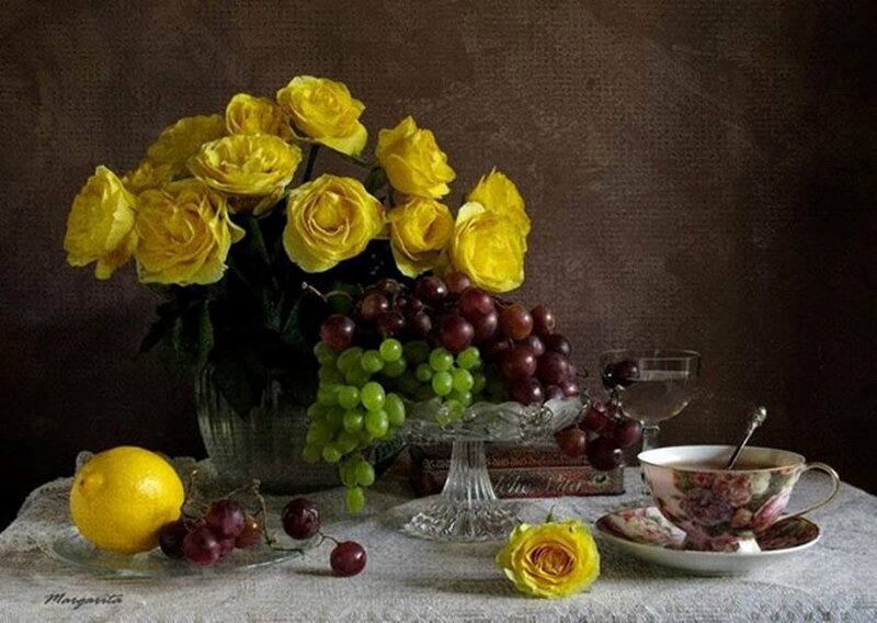 Yellow Roses and Fruit — Calm