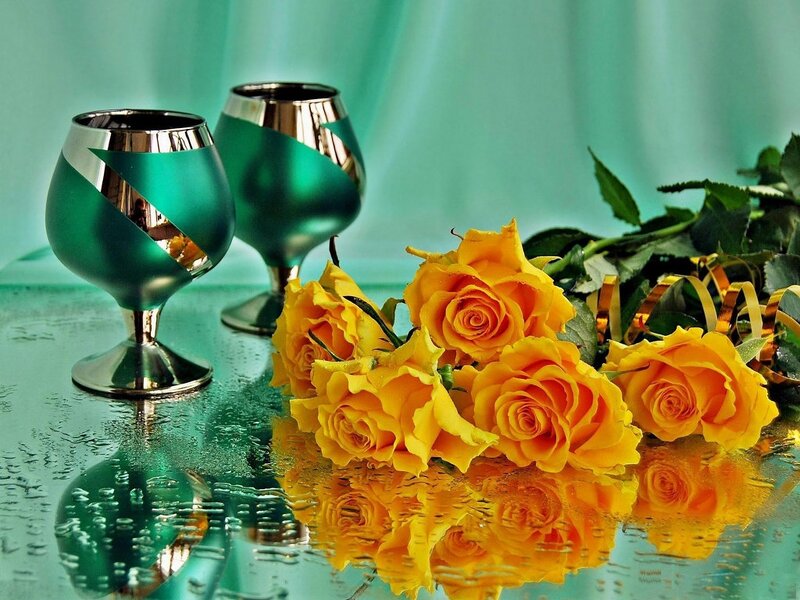 Yellow Roses and Green Glasses — Elegant