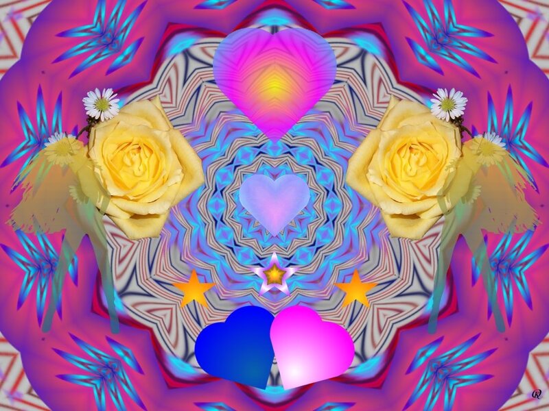 Yellow Roses and Hearts — Purple