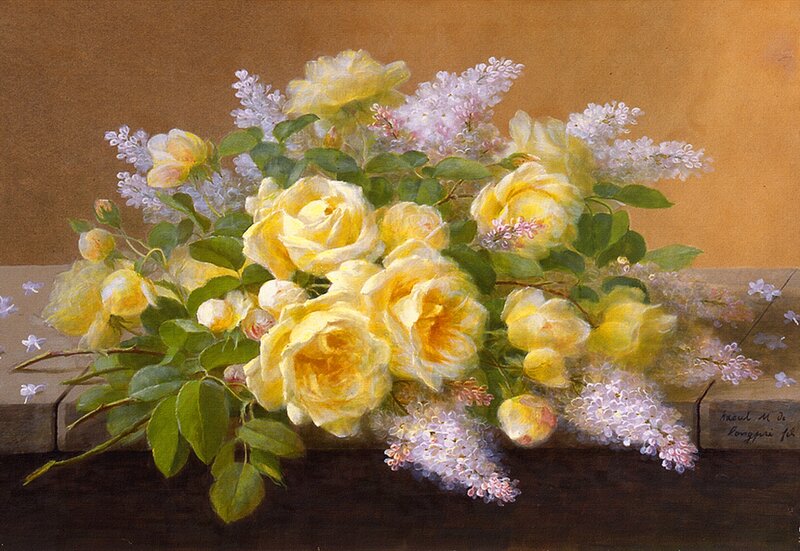 Yellow Roses and Lilacs — Serene