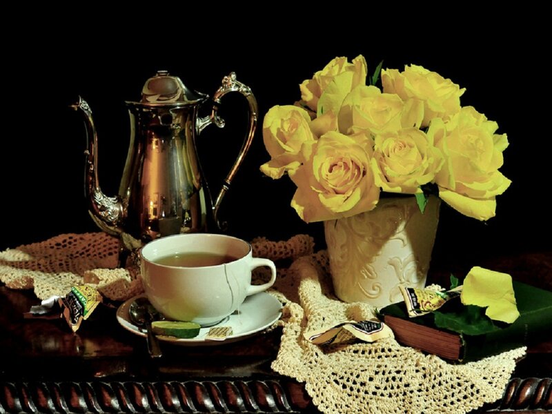Yellow Roses and Tea Set — Serene