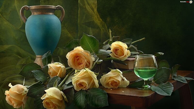 Yellow Roses and Vase