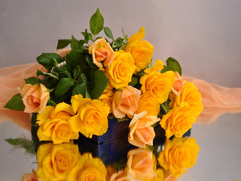 Yellow Roses in a Box
