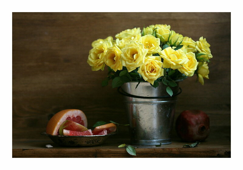 Yellow Roses in Bucket