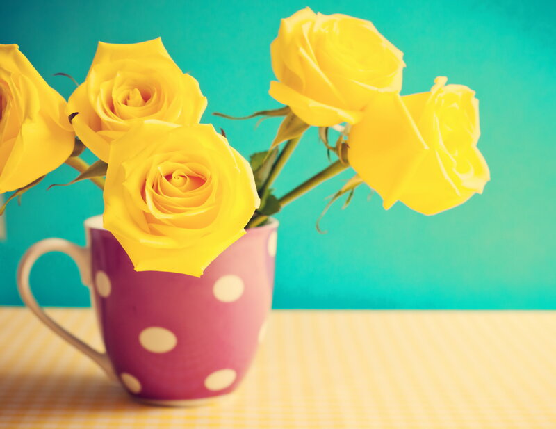 Yellow Roses in Mug