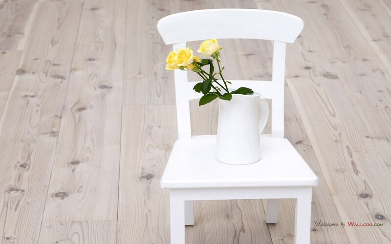 Yellow Roses in Pitcher — White