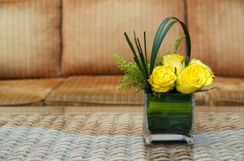 Yellow Roses in Vase — Calm, Photograph, Couch