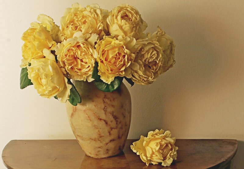 Yellow Roses in Vase — Calm, Photograph, Table, Flower