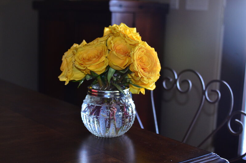 Yellow Roses in Vase — Calm, Photograph, Table