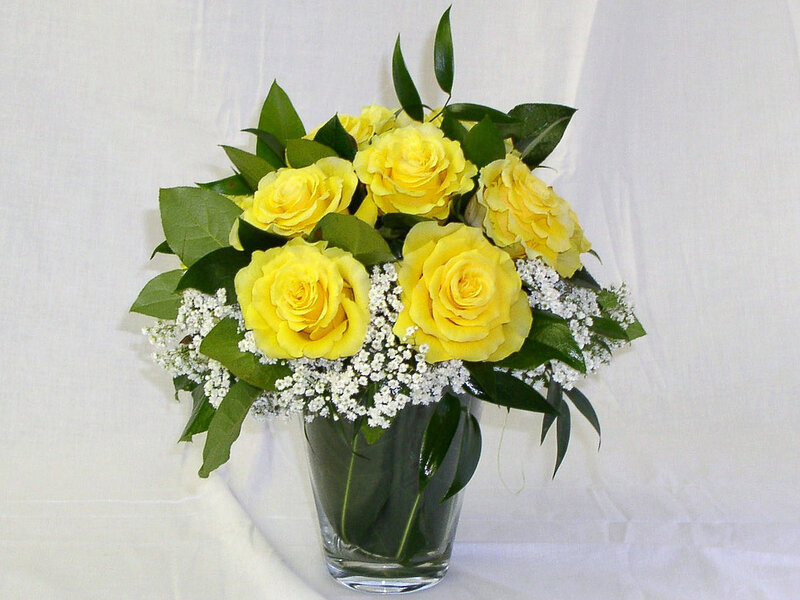 Yellow Roses in Vase — Calm, Photograph