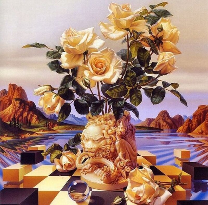 Yellow Roses in Vase — Dreamlike