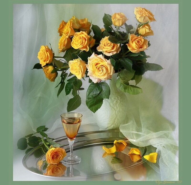 Yellow Roses in Vase — Serene