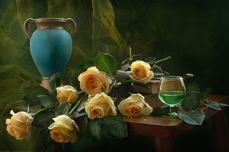 Yellow Roses on Table