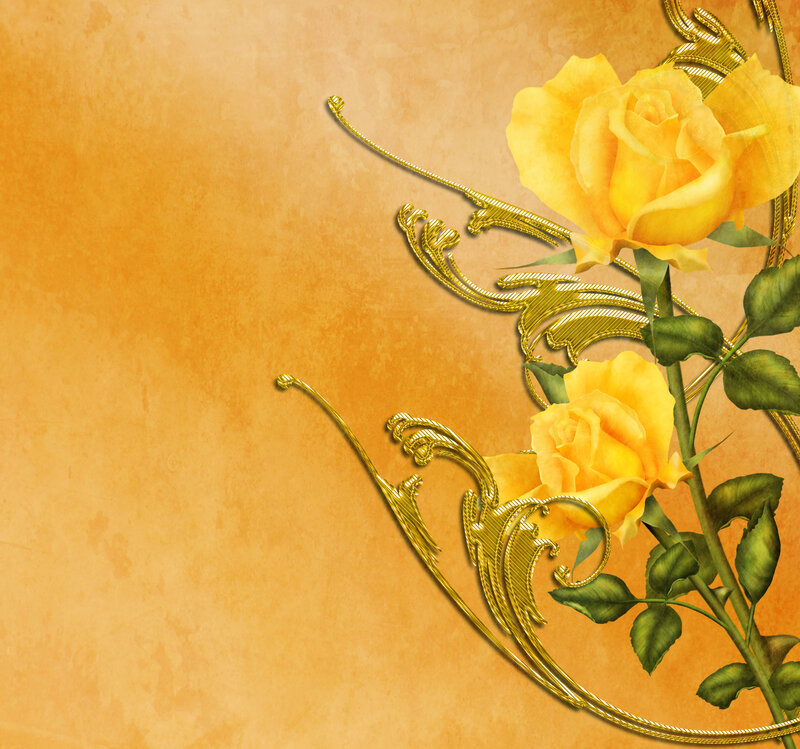 Yellow Roses with Gold Filigree