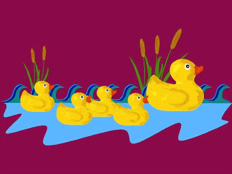 Yellow Rubber Ducks — Playful, Illustration