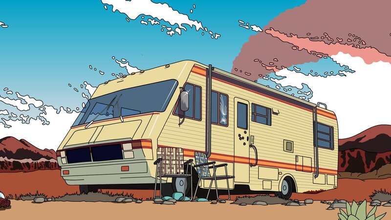 Yellow RV in Desert