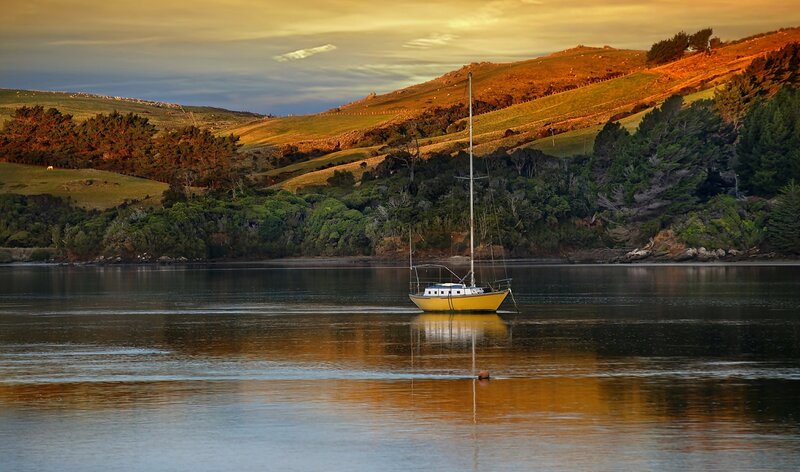 Yellow Sailboat on Water
