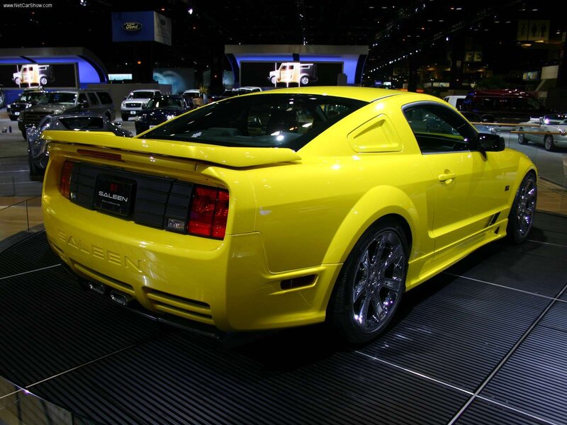 Yellow Saleen Mustang at auto show