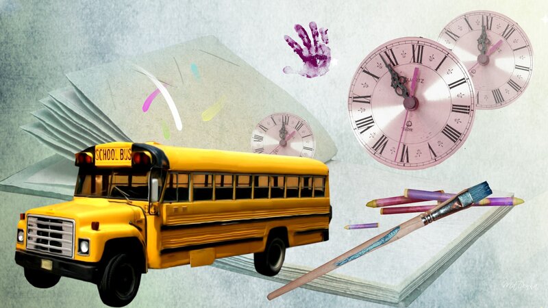 Yellow School Bus Collage