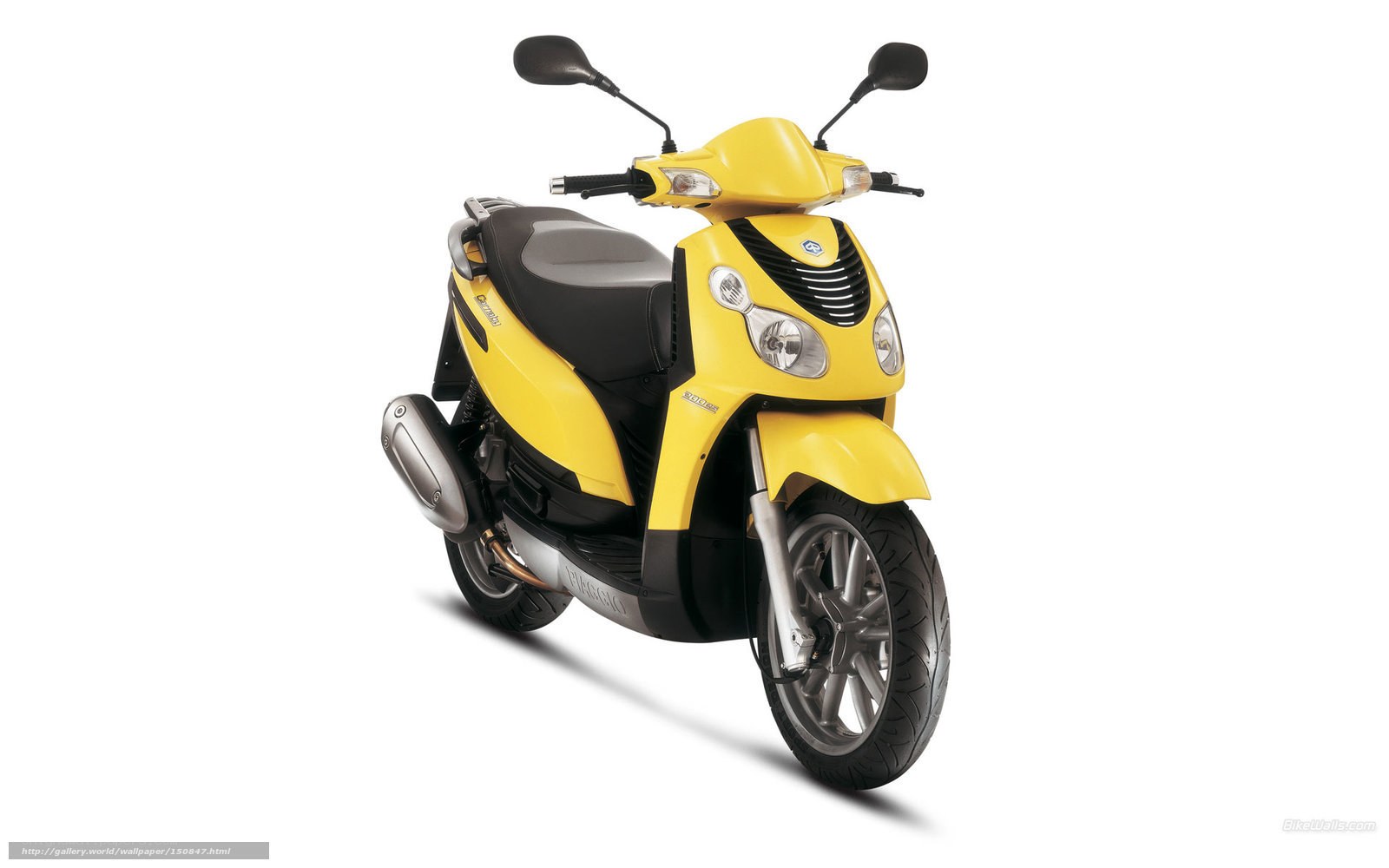 yellow scooter on white background