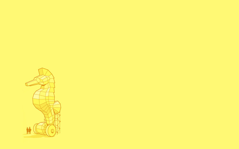 yellow seahorse sculpture