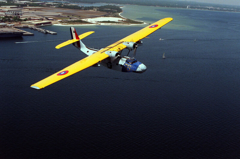 Yellow Seaplane Flying