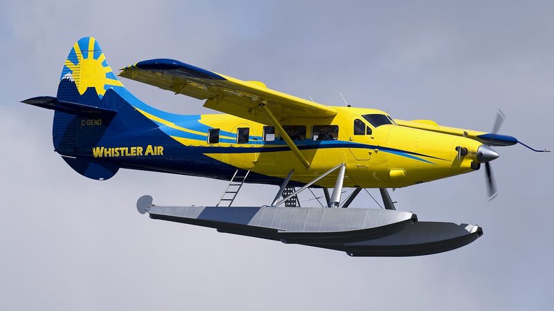 Yellow Seaplane in Flight