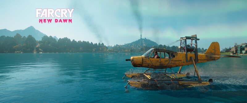 Yellow Seaplane on Water — Blue