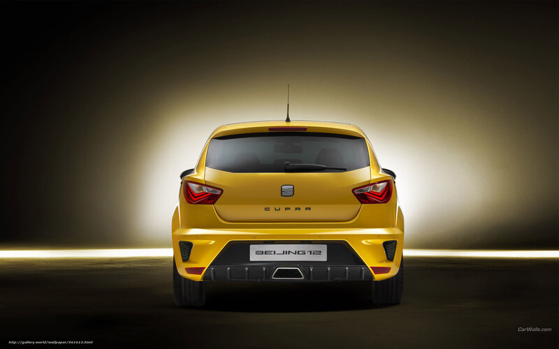 Yellow SEAT Cupra car rear view
