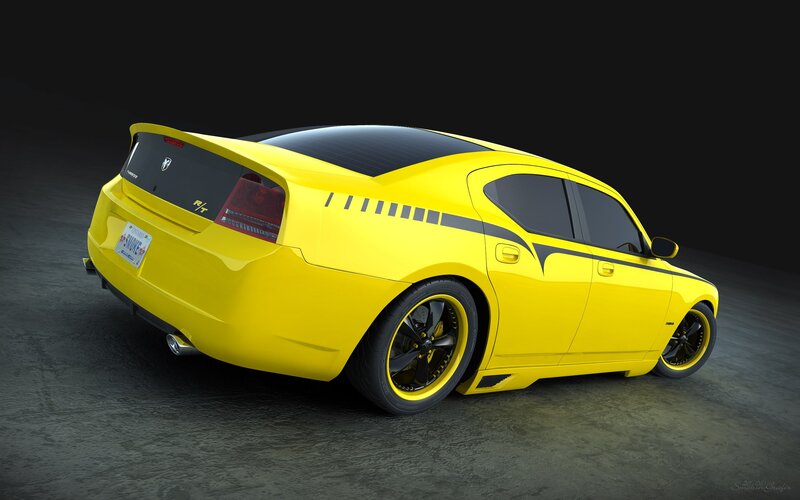 Yellow Sedan Car — Dramatic, 3d Render