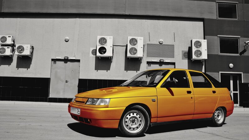 Yellow Sedan Car — Dramatic
