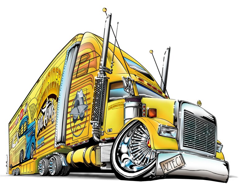 Yellow Semi-truck — Bold