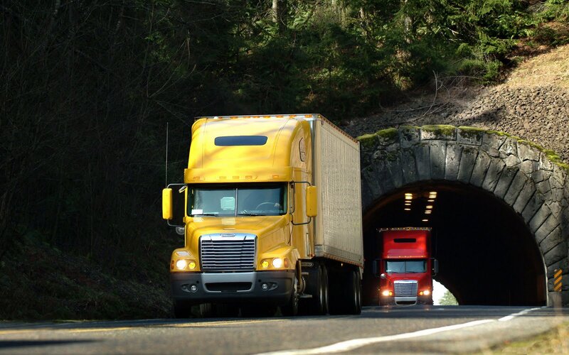 Yellow Semi-truck — Dramatic, Afternoon