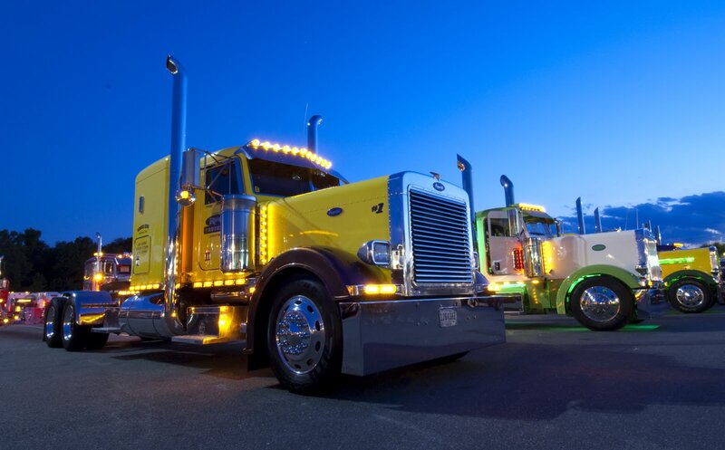 Yellow Semi-truck — Dramatic, Night