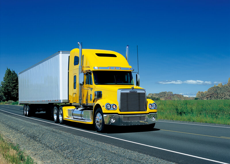 Yellow Semi-truck — Serene, Afternoon, Photograph