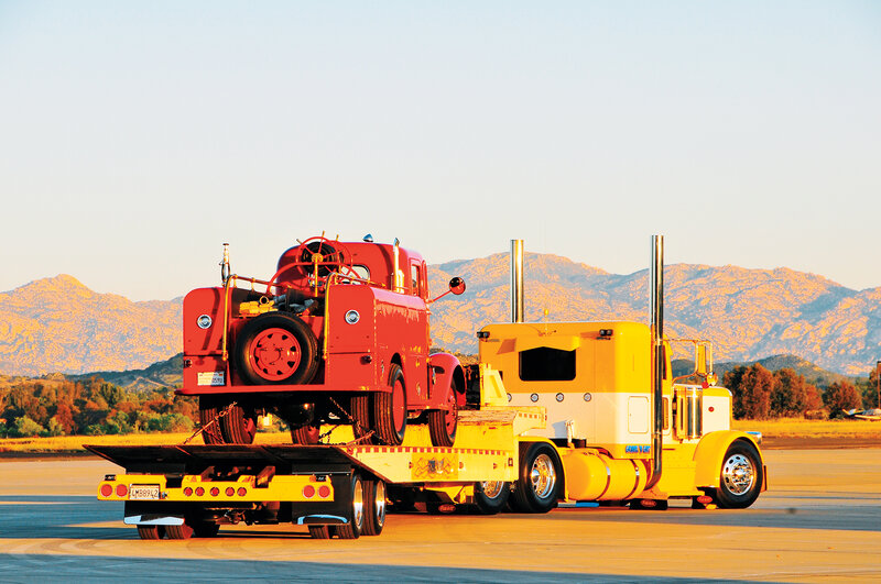 Yellow Semi-truck — Serene, Sunset