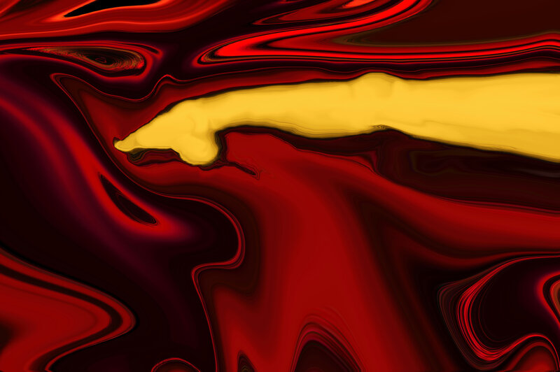 Yellow Shape in Red Liquid