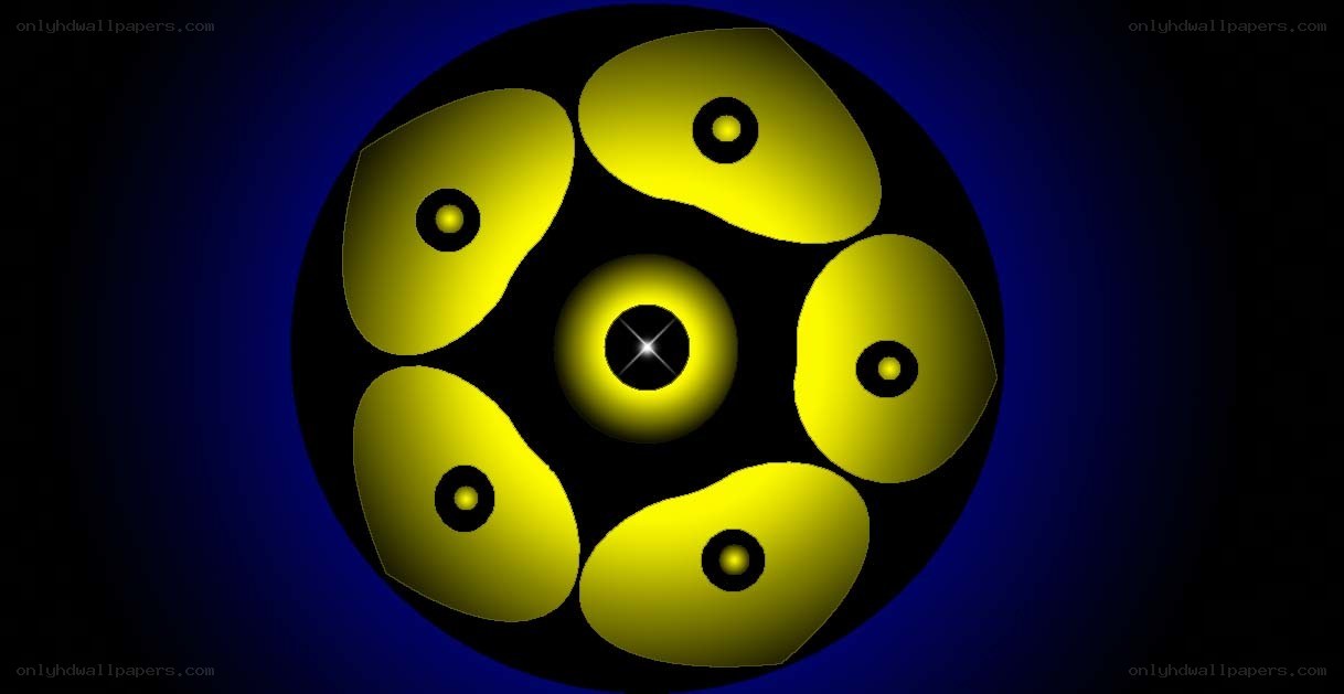 yellow shapes on dark blue