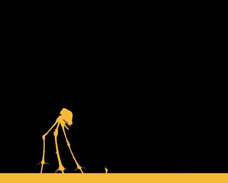yellow silhouette of giant creature